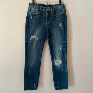 Judy Blue Skinny Fit Medium Wash Distressed Jeans Preppy Women's size 7 / 28